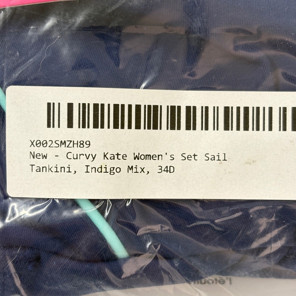 NWT Curvy Kate Women Tankini Top 34D Navy Blue Set Sail Bandeau CS4056 Swimwear